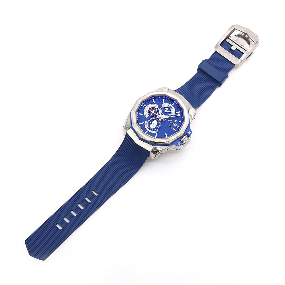 CORUM コルム アドミラルズ カップ AC-One 45 タイド 01.0130 277.101.04/F373 AB12 タイドグラフ 裏スケ ムーンフェイズ 300m防水 デイト 青 ブルー Ti チタン SS ステンレス 純正ベルト 純正尾錠 メンズ 自動巻き【6ヶ月保証】【腕時計】【中古】