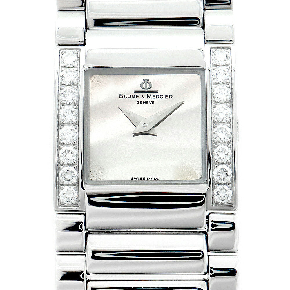 電池交換済 BAUME&MERCIER ボーム&メルシェ キャットウォーク ダイヤベゼル MV025200 純正ダイヤモンド ミラーダイヤル シルバー SS ステンレス レディース クォーツ【6ヶ月保証】【腕時計】【中古】