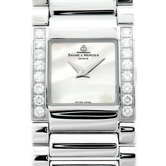 電池交換済 BAUME&MERCIER ボーム&メルシェ キャットウォーク ダイヤベゼル MV025200 純正ダイヤモンド ミラーダイヤル シルバー SS ステンレス レディース クォーツ【6ヶ月保証】【腕時計】【中古】