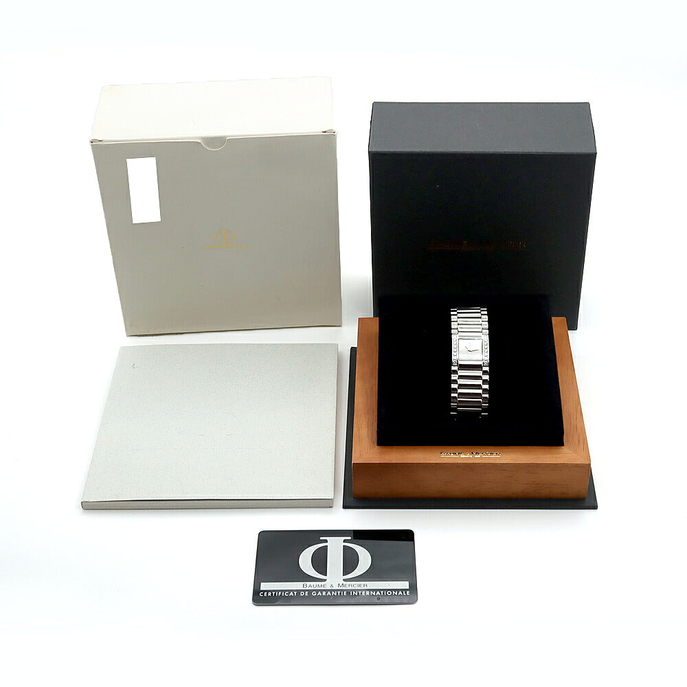 電池交換済 BAUME&MERCIER ボーム&メルシェ キャットウォーク ダイヤベゼル MV025200 純正ダイヤモンド ミラーダイヤル シルバー SS ステンレス レディース クォーツ【6ヶ月保証】【腕時計】【中古】