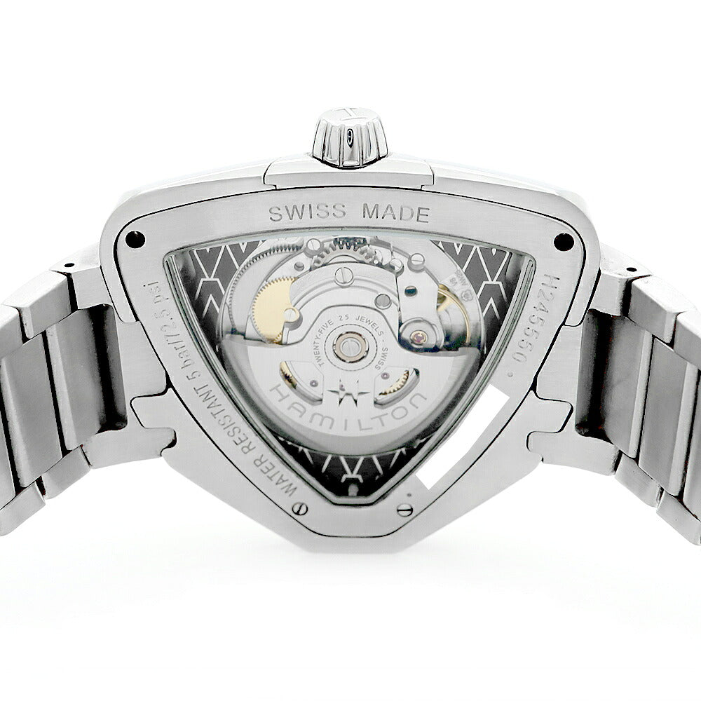 HAMILTON ハミルトン ベンチュラ エルヴィス80 H245550 デイト 裏スケ 50m防水 黒 ブラック SS ステンレス メンズ 自動巻き【6ヶ月保証】【腕時計】【中古】