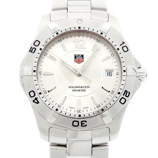 電池交換済 TAG Heuer タグホイヤー アクアレーサー WAF1112 BA0801 デイト 300m防水 シルバー SS ステンレス メンズ クォーツ【6ヶ月保証】【腕時計】【中古】