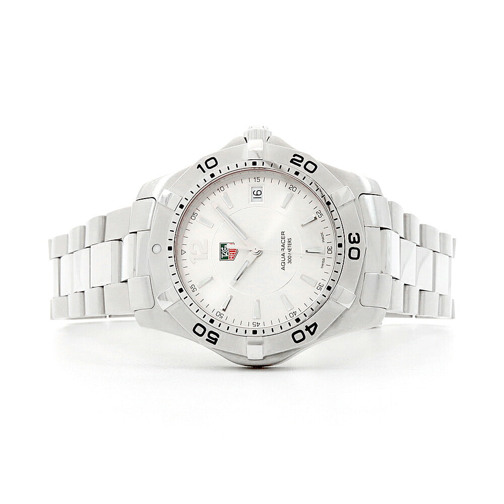 電池交換済 TAG Heuer タグホイヤー アクアレーサー WAF1112 BA0801 デイト 300m防水 シルバー SS ステンレス メンズ クォーツ【6ヶ月保証】【腕時計】【中古】