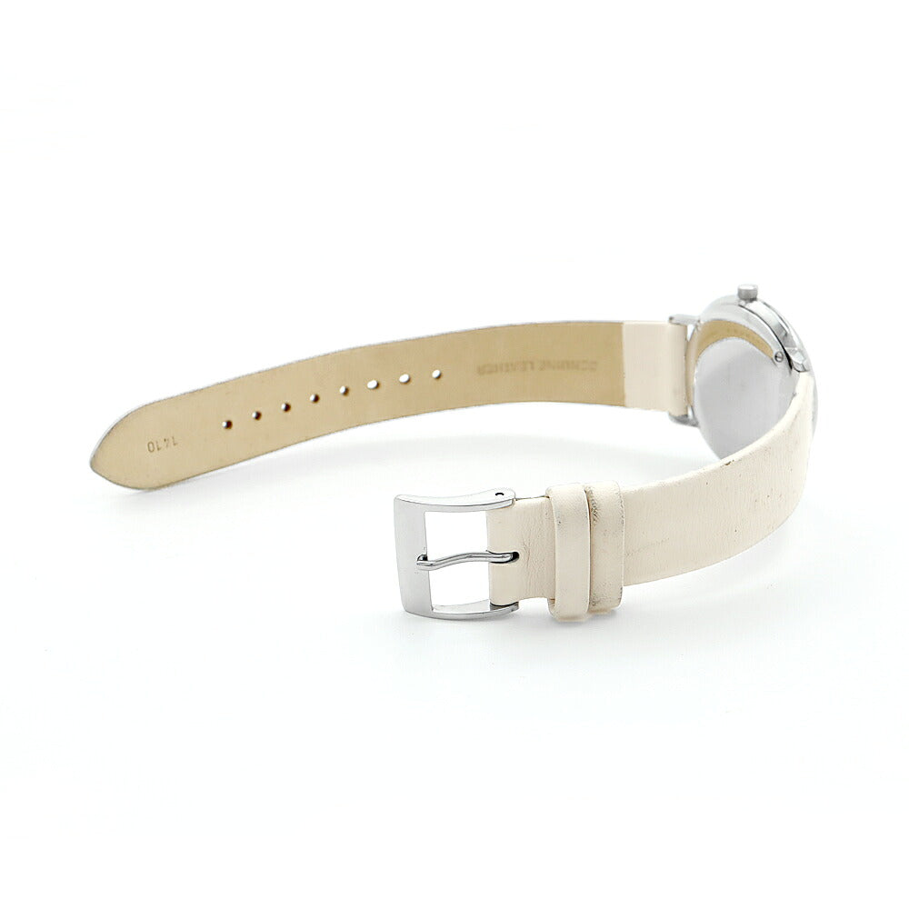 JUNGHANS ユンハンス マックスビル 047 4252 デイト 白 ホワイト SS ステンレス 純正ベルト レディース クォーツ【6ヶ月保証】【腕時計】【中古】