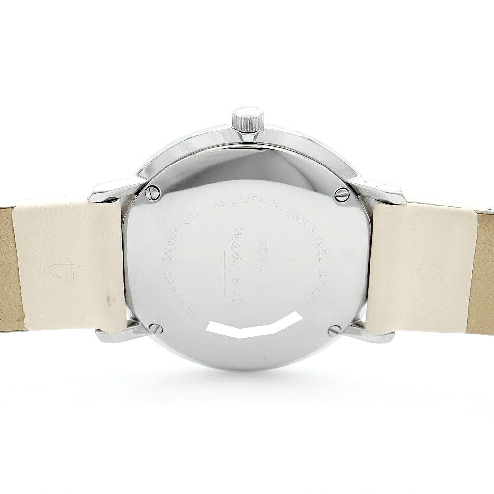 JUNGHANS ユンハンス マックスビル 047 4252 デイト 白 ホワイト SS ステンレス 純正ベルト レディース クォーツ【6ヶ月保証】【腕時計】【中古】