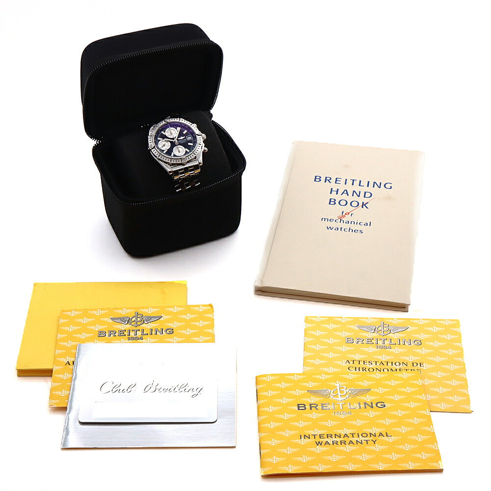 BREITLING ブライトリング クロノマット A13352 A147B45PA クロノグラフ デイト スモールセコンド 100m防水 黒 ブラック SS ステンレス メンズ 自動巻き【6ヶ月保証】【腕時計】【中古】