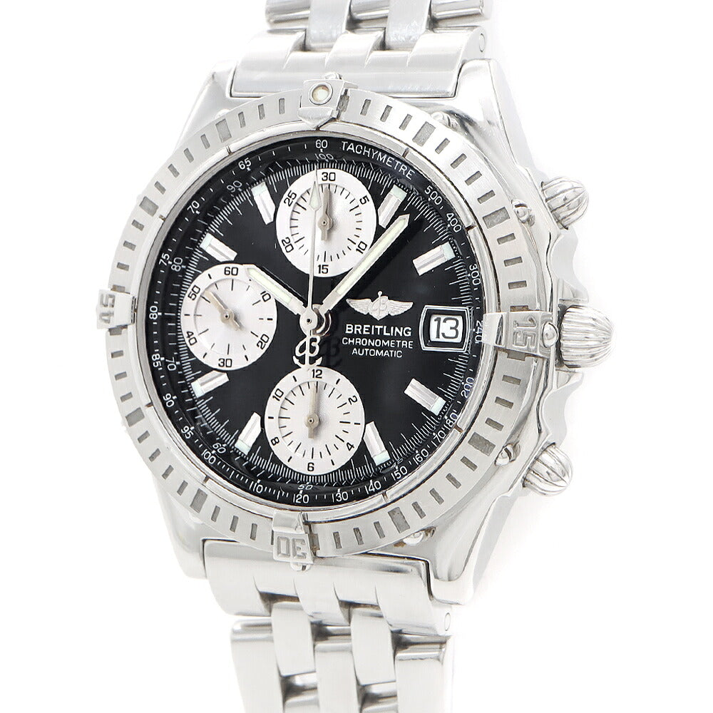 BREITLING ブライトリング クロノマット A13352 A147B45PA クロノグラフ デイト スモールセコンド 100m防水 黒 ブラック SS ステンレス メンズ 自動巻き【6ヶ月保証】【腕時計】【中古】