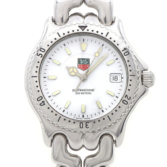 電池交換済 TAG Heuer タグホイヤー S/el セル プロフェッショナル WG1210-K0 デイト 200m防水 白 ホワイト SS ステンレス メンズ レディース ボーイズ クォーツ【6ヶ月保証】【腕時計】【中古】