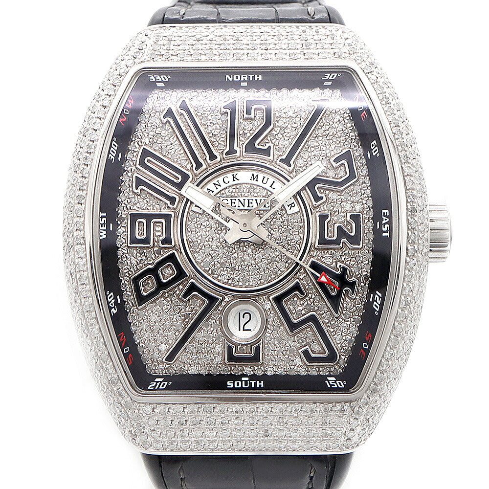 FRANCK MULLER フランクミュラー ヴァンガード ダイヤベゼル V41SCDT ダイヤモンド ダイヤ文字盤 デイト SS ステンレス アフターダイヤ メンズ 自動巻き【6ヶ月保証】【中古】【腕時計】