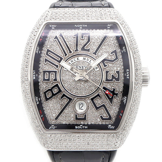 FRANCK MULLER フランクミュラー ヴァンガード ダイヤベゼル V41SCDT ダイヤモンド ダイヤ文字盤 デイト SS ステンレス アフターダイヤ メンズ 自動巻き【6ヶ月保証】【中古】【腕時計】