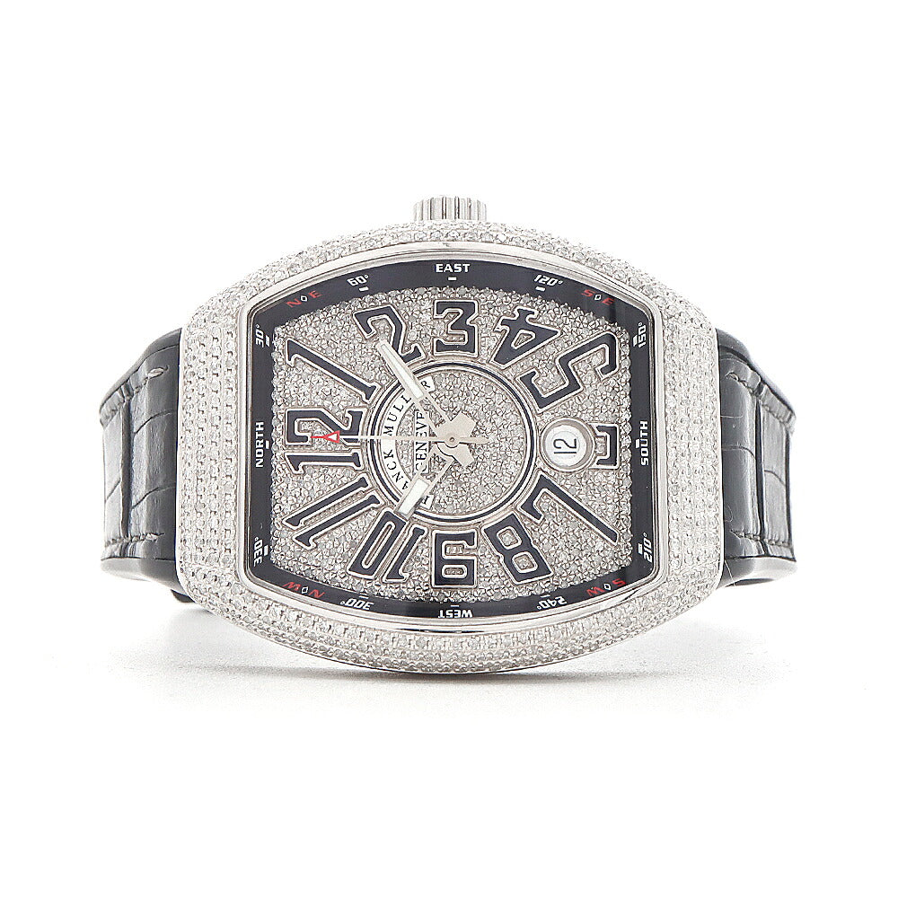 FRANCK MULLER フランクミュラー ヴァンガード ダイヤベゼル V41SCDT ダイヤモンド ダイヤ文字盤 デイト SS ステンレス アフターダイヤ メンズ 自動巻き【6ヶ月保証】【中古】【腕時計】