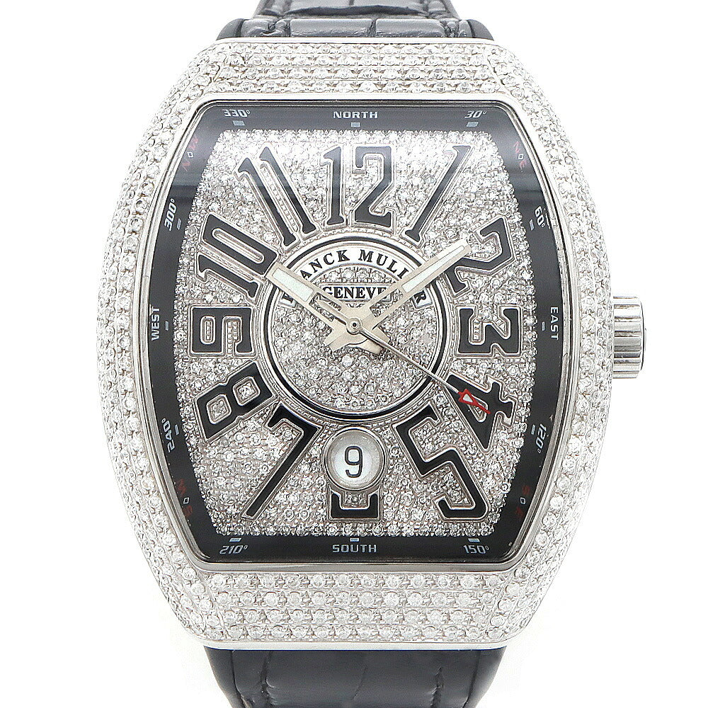 FRANCK MULLER フランクミュラー ヴァンガード ダイヤベゼル V41SCDT ダイヤモンド ダイヤ文字盤 デイト SS ステンレス アフターダイヤ メンズ 自動巻き【6ヶ月保証】【中古】【腕時計】