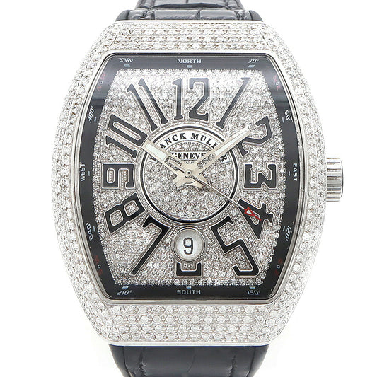FRANCK MULLER フランクミュラー ヴァンガード ダイヤベゼル V41SCDT ダイヤモンド ダイヤ文字盤 デイト SS ステンレス アフターダイヤ メンズ 自動巻き【6ヶ月保証】【中古】【腕時計】