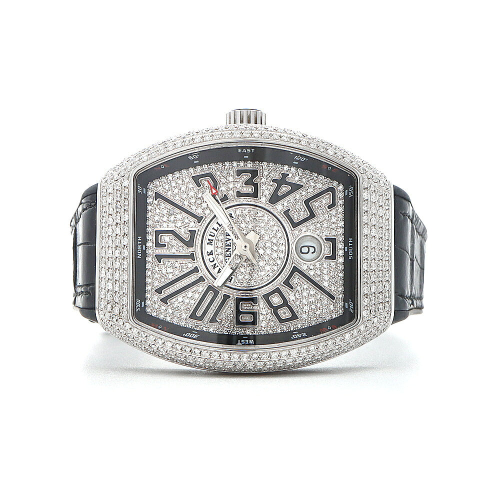 FRANCK MULLER フランクミュラー ヴァンガード ダイヤベゼル V41SCDT ダイヤモンド ダイヤ文字盤 デイト SS ステンレス アフターダイヤ メンズ 自動巻き【6ヶ月保証】【中古】【腕時計】