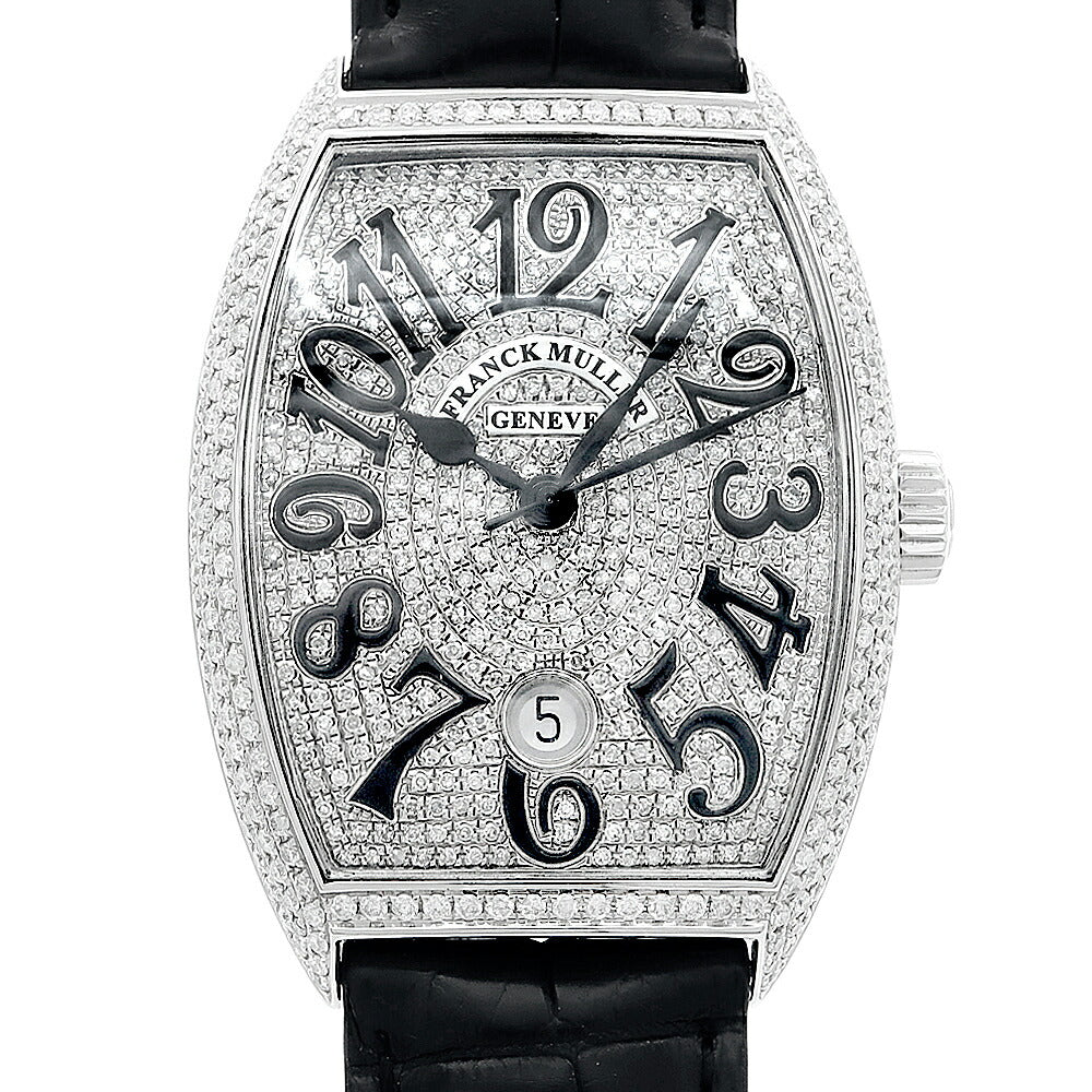 FRANCK MULLER フランクミュラー トノーカーベックス ダイヤベゼル ダイヤ文字盤 7851SCDT ダイヤモンド デイト SS ステンレス アフターダイヤ メンズ 自動巻き【6ヶ月保証】【中古】【腕時計】