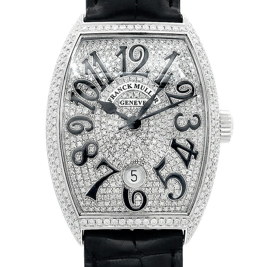 FRANCK MULLER フランクミュラー トノーカーベックス ダイヤベゼル ダイヤ文字盤 7851SCDT ダイヤモンド デイト SS ステンレス アフターダイヤ メンズ 自動巻き【6ヶ月保証】【中古】【腕時計】