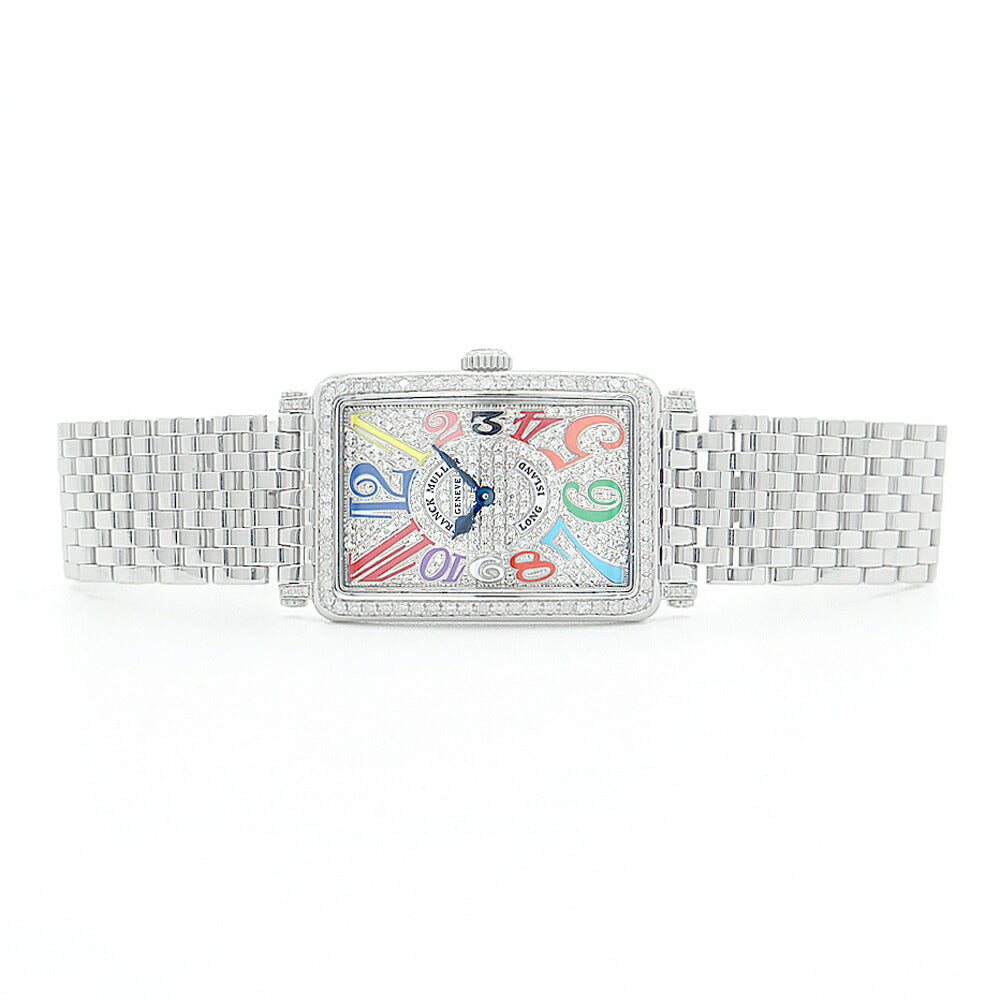 電池交換済 FRANCK MULLER フランクミュラー ロングアイランド カラードリーム ダイヤベゼル 952QZ ダイヤモンド ダイヤ文字盤 SS ステンレス アフターダイヤ レディース クォーツ【6ヶ月保証】【中古】【腕時計】