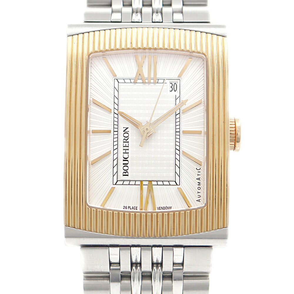 BOUCHERON ブシュロン リフレ XL デイト 裏スケ シルバー K18YG イエローゴールド SS ステンレス コンビ メンズ 自動巻き【6ヶ月保証】【腕時計】【中古】