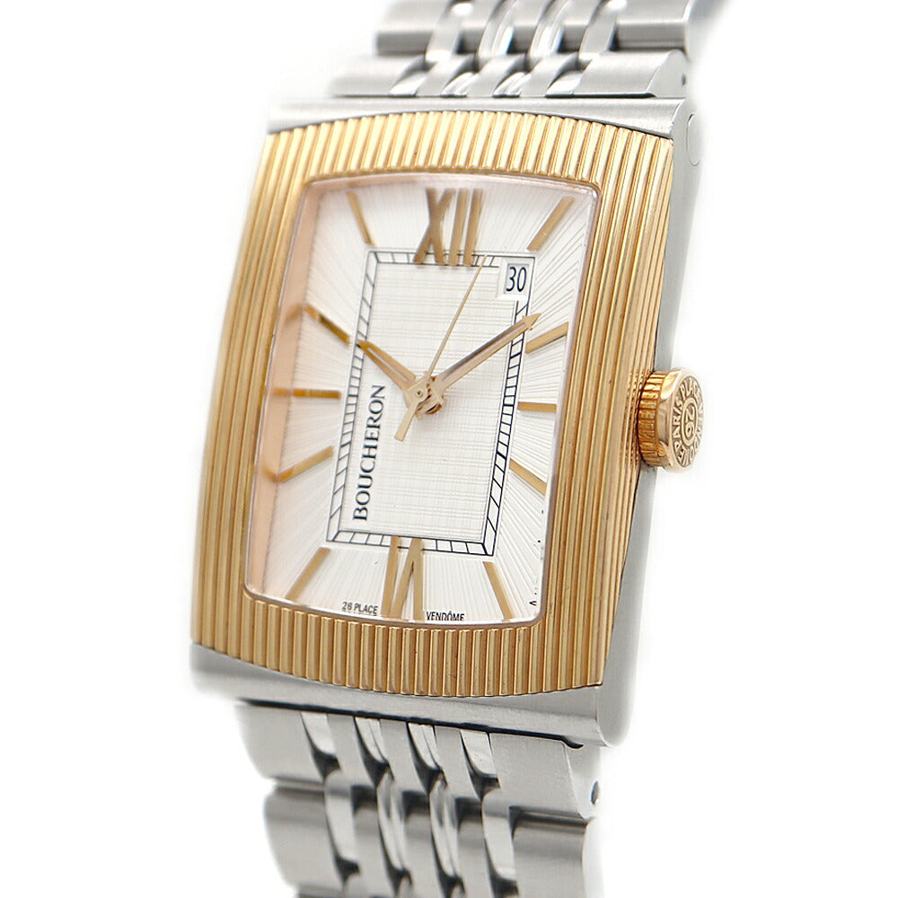 BOUCHERON ブシュロン リフレ XL デイト 裏スケ シルバー K18YG イエローゴールド SS ステンレス コンビ メンズ 自動巻き【6ヶ月保証】【腕時計】【中古】