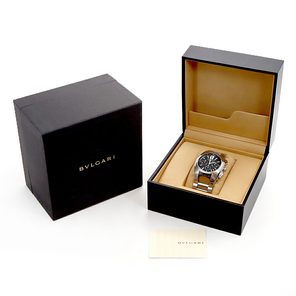 内部点検済 BVLGARI ブルガリ エルゴン クロノグラフ EG40SCH デイト スモールセコンド 黒 ブラック SS ステンレス メンズ 自動巻き【6ヶ月保証】【腕時計】【中古】
