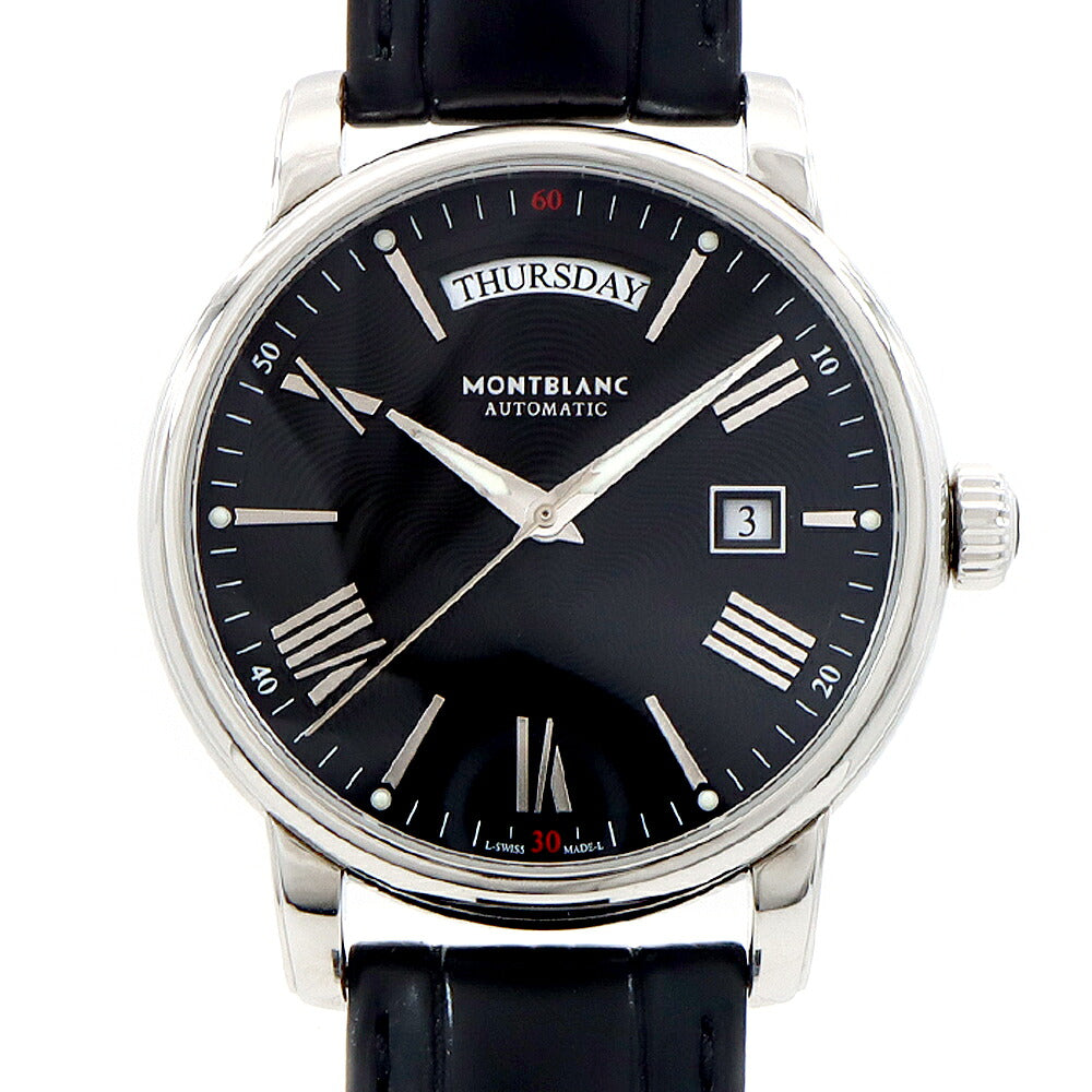 MONTBLANC モンブラン 4810 デイデイト 50m防水 裏スケ 黒 ブラック SS ステンレス 純正ベルト 純正尾錠 メンズ 自動巻き【6ヶ月保証】【腕時計】【中古】