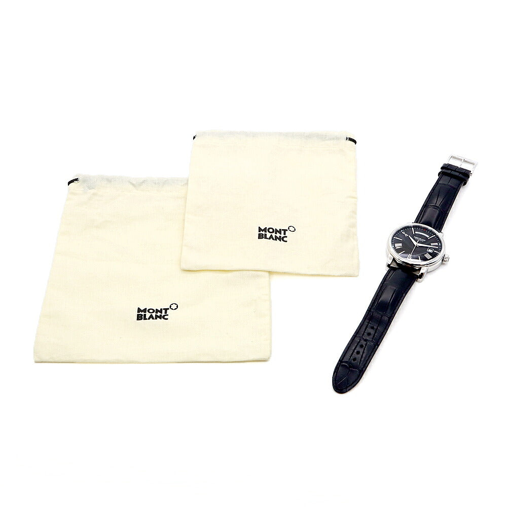 MONTBLANC モンブラン 4810 デイデイト 50m防水 裏スケ 黒 ブラック SS ステンレス 純正ベルト 純正尾錠 メンズ 自動巻き【6ヶ月保証】【腕時計】【中古】