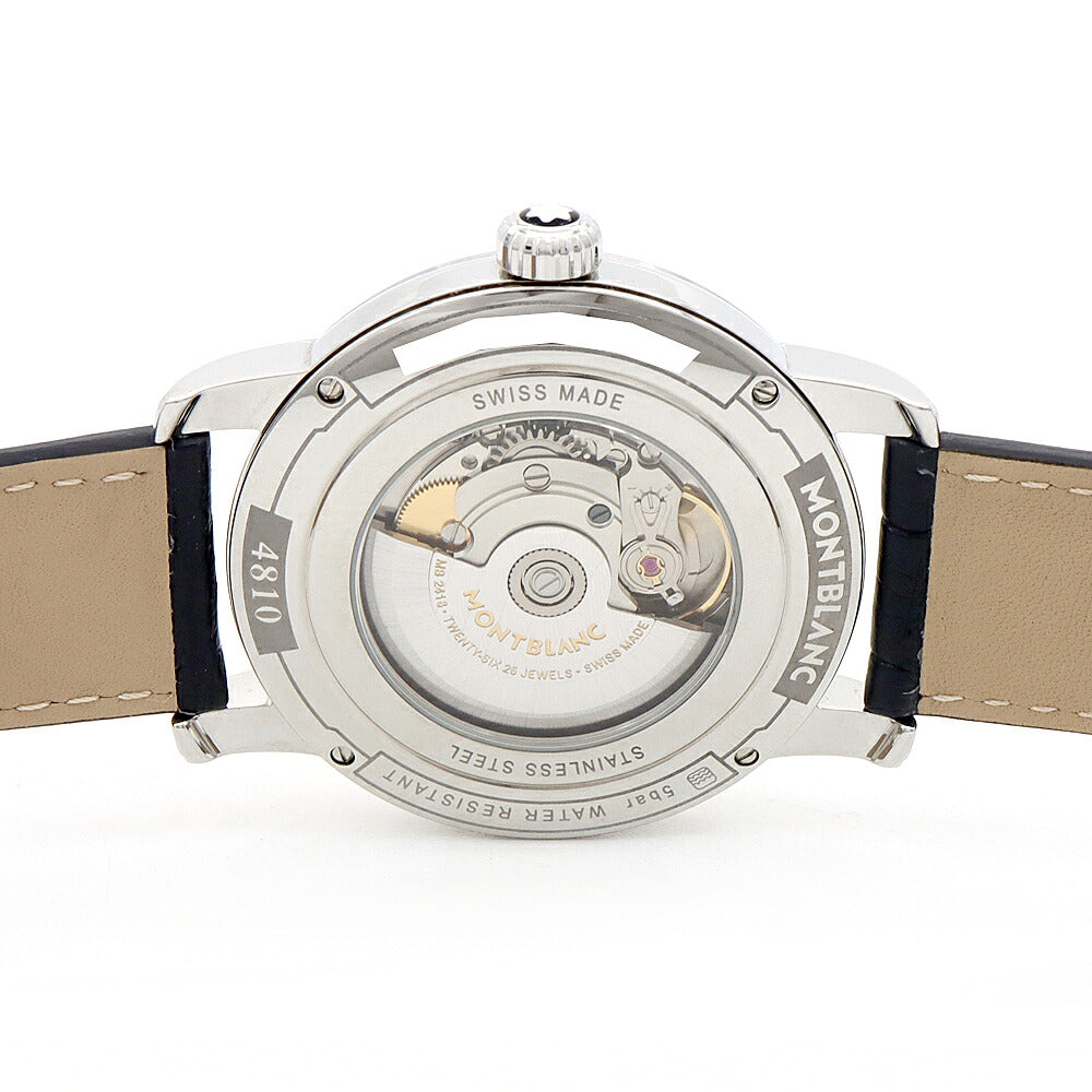 MONTBLANC モンブラン 4810 デイデイト 50m防水 裏スケ 黒 ブラック SS ステンレス 純正ベルト 純正尾錠 メンズ 自動巻き【6ヶ月保証】【腕時計】【中古】