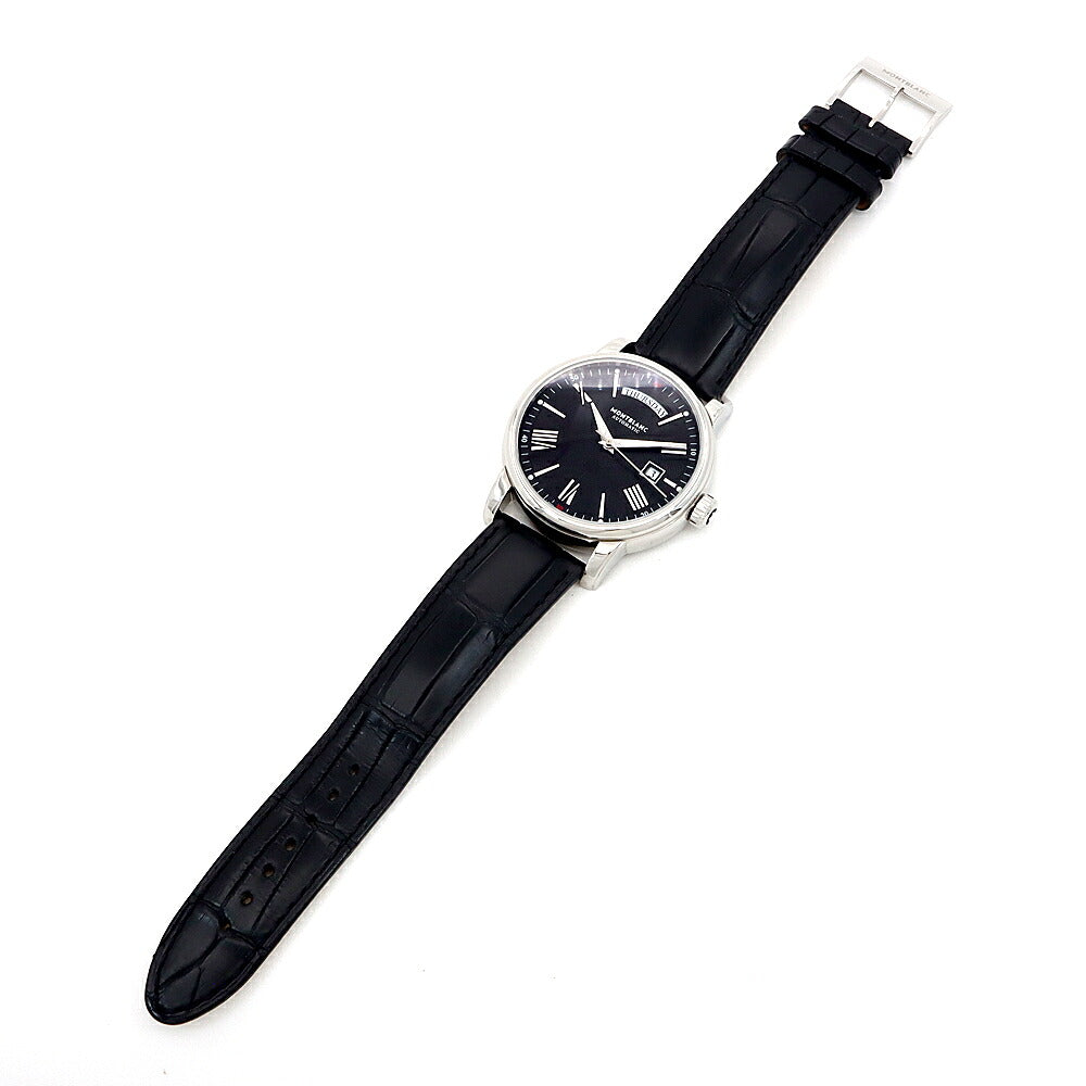 MONTBLANC モンブラン 4810 デイデイト 50m防水 裏スケ 黒 ブラック SS ステンレス 純正ベルト 純正尾錠 メンズ 自動巻き【6ヶ月保証】【腕時計】【中古】