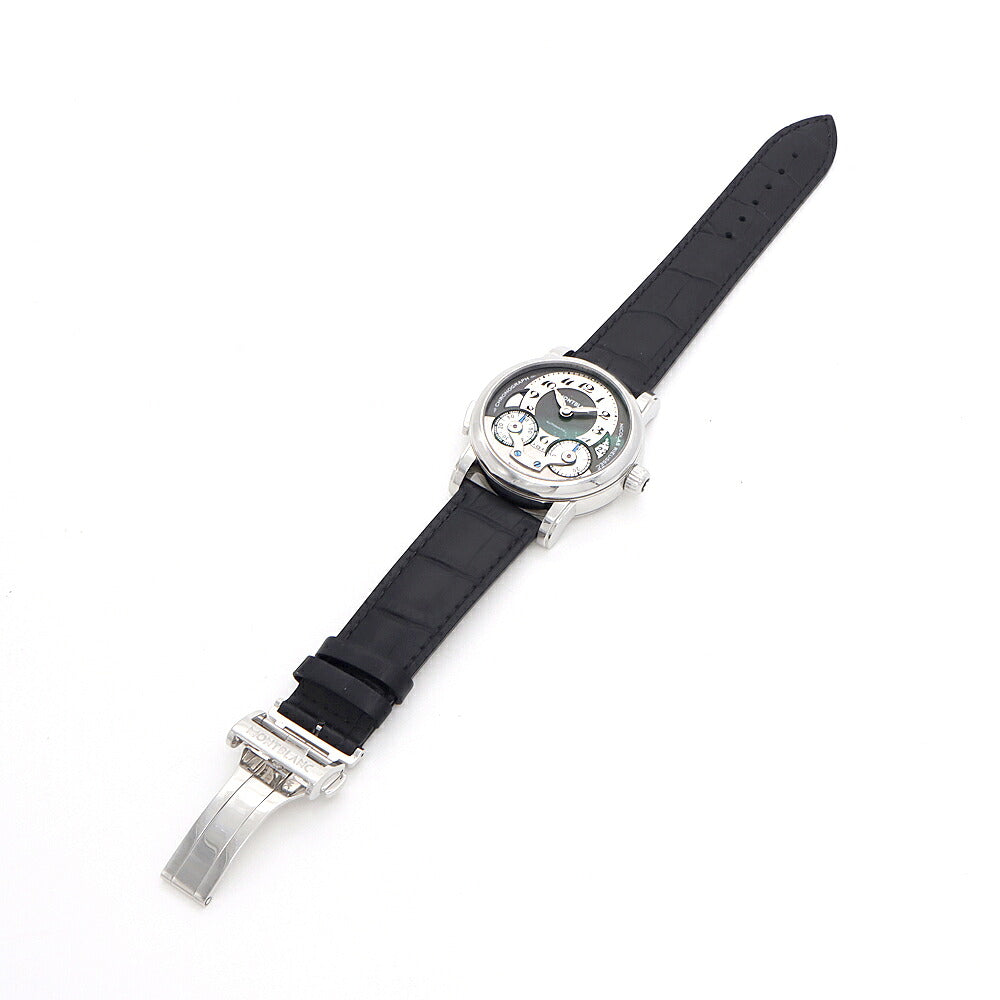 MONTBLANC モンブラン ニコラ リューセック モノプッシャー クロノグラフ 102337 V0102337 デイト 30m防水 デイ/ナイト表示 裏スケ グレー SS ステンレス 純正尾錠 メンズ 自動巻き【6ヶ月保証】【腕時計】【中古】