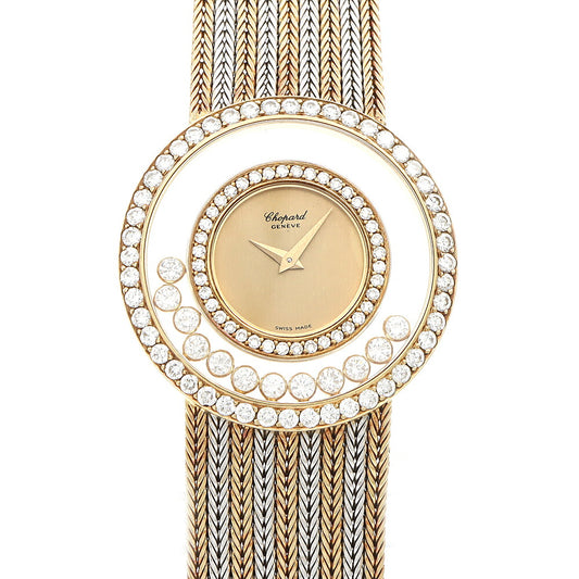 電池交換済 Chopard ショパール ハッピーダイヤモンド 1159 ダイヤモンド 12Pムービングダイヤ ゴールド K18WG  ホワイトゴールド K18YG イエローゴールド コンビ レディース クォーツ【6ヶ月保証】【腕時計】【中古】