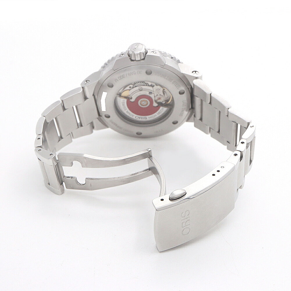 ORIS オリス アクイス デイト レリーフ 01 733 7730 4153 デイト 裏スケ 300m防水 グレー SS ステンレス メンズ 自動巻き【6ヶ月保証】【腕時計】【中古】