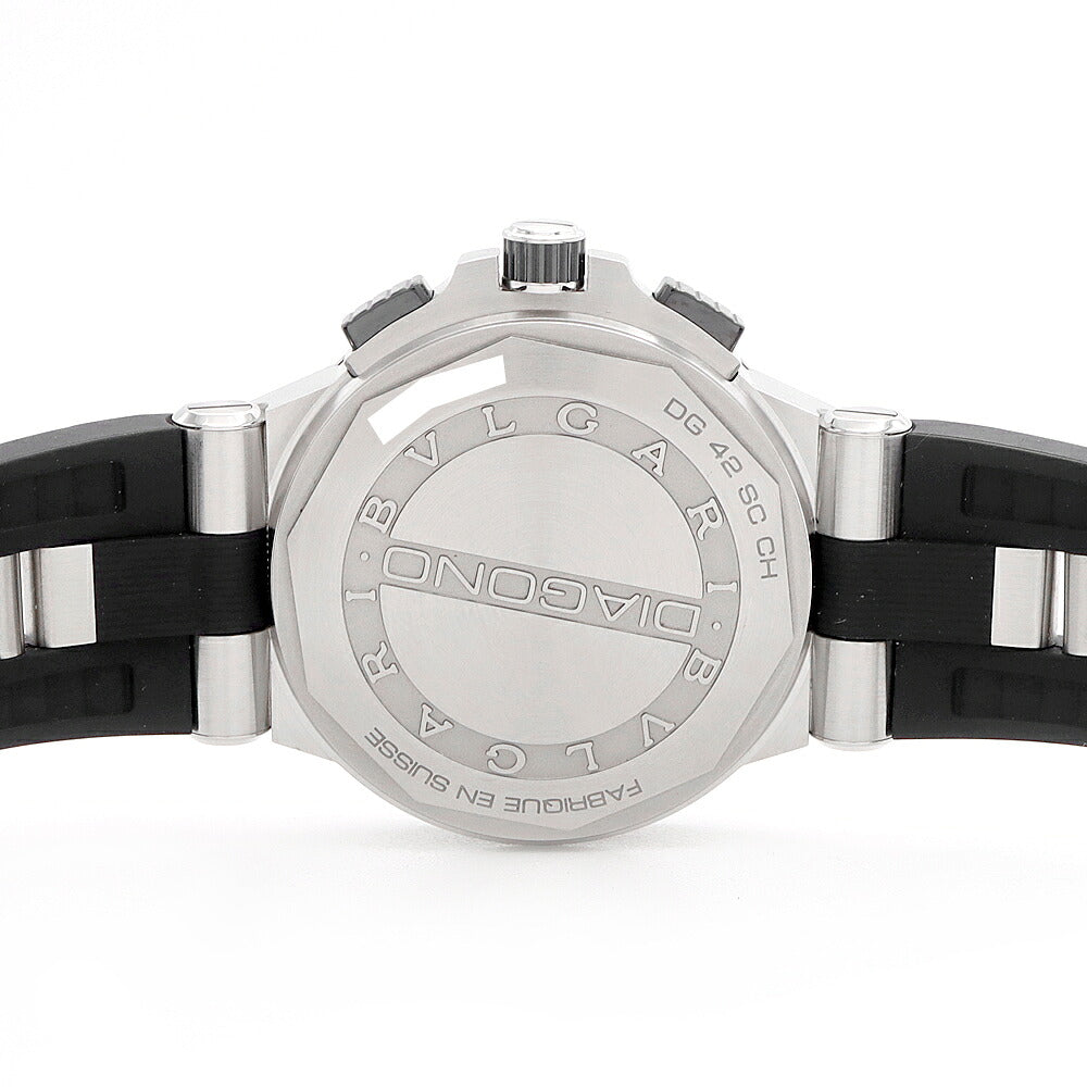 BVLGARI ブルガリ ディアゴノ クロノグラフ DG42SCCH デイト スモールセコンド 黒 ブラック CE セラミック SS ステンレス 純正ベルト 純正尾錠 メンズ 自動巻き【6ヶ月保証】【腕時計】【中古】