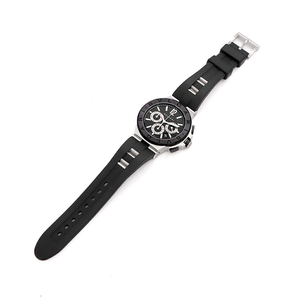 BVLGARI ブルガリ ディアゴノ クロノグラフ DG42SCCH デイト スモールセコンド 黒 ブラック CE セラミック SS ステンレス 純正ベルト 純正尾錠 メンズ 自動巻き【6ヶ月保証】【腕時計】【中古】