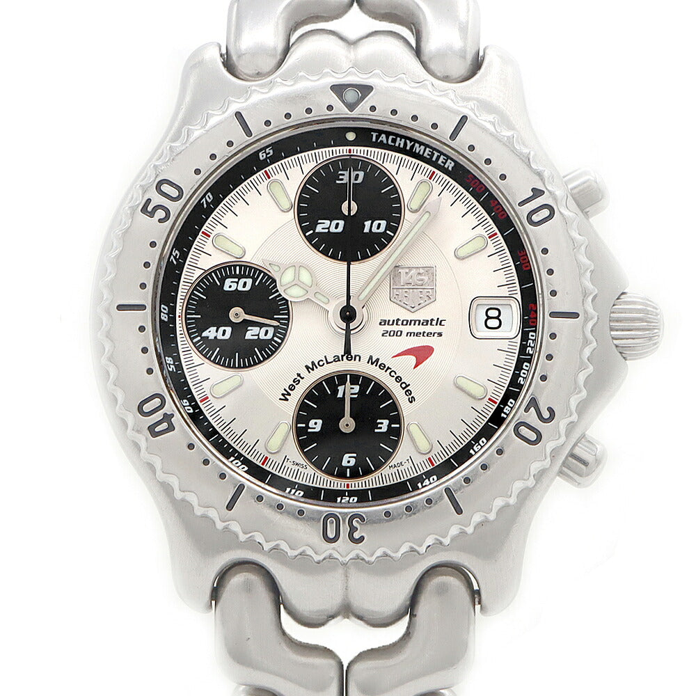 TAG Heuer タグホイヤー S/el セル マクラーレン メルセデス 1500本限定 クロノグラフ CG2113 デイト 200m防水 シルバー SS ステンレス メンズ 自動巻き【6ヶ月保証】【腕時計】【中古】