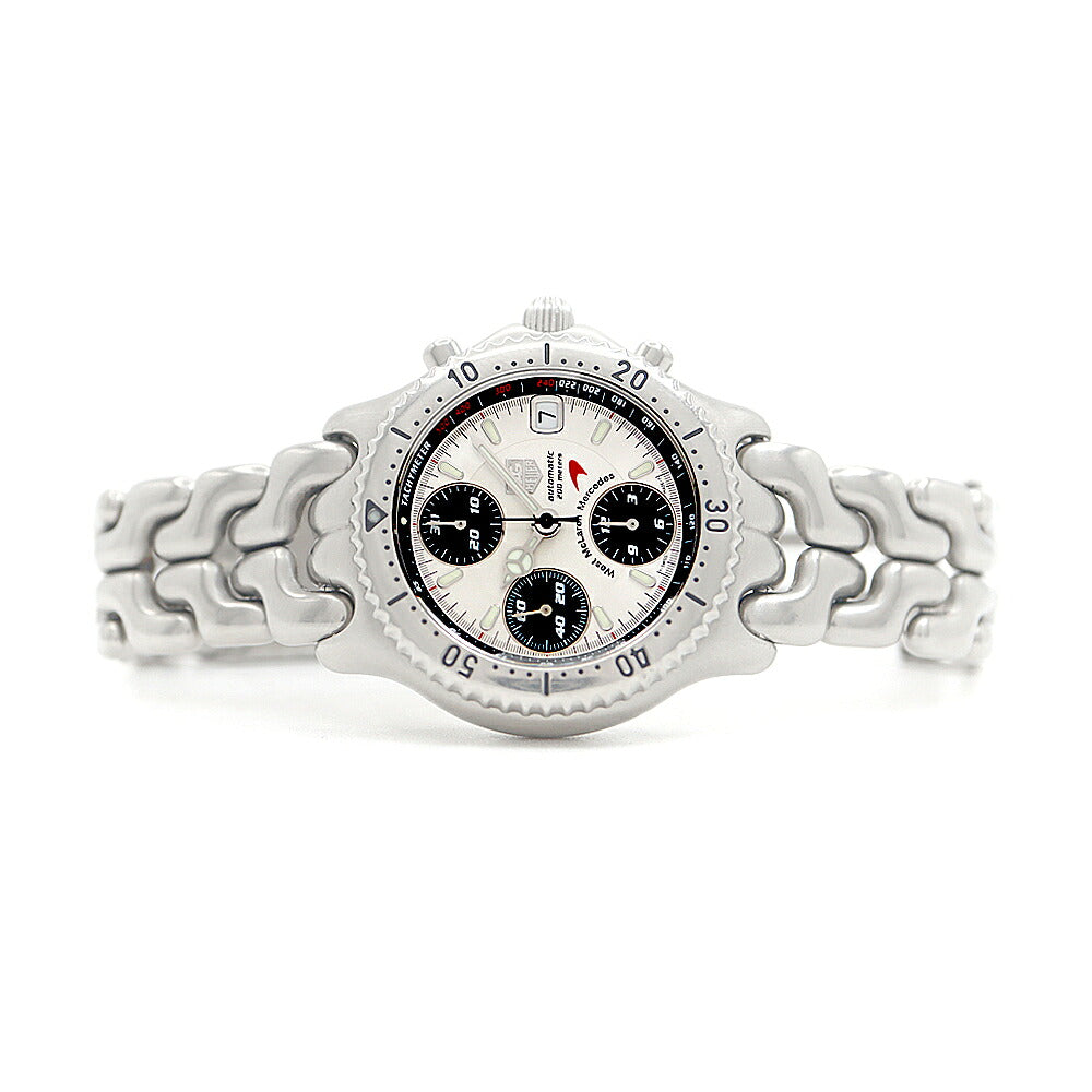 TAG Heuer タグホイヤー S/el セル マクラーレン メルセデス 1500本限定 クロノグラフ CG2113 デイト 200m防水 シルバー SS ステンレス メンズ 自動巻き【6ヶ月保証】【腕時計】【中古】