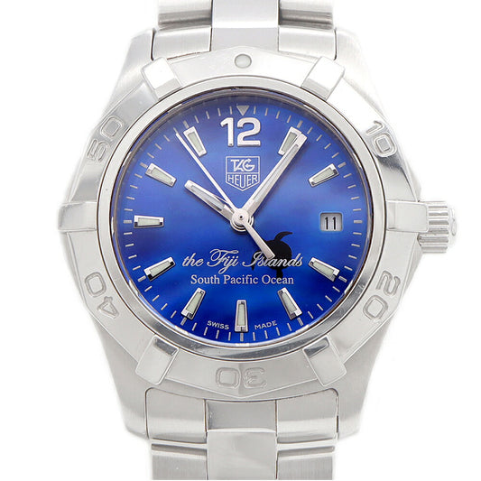 電池交換済 TAG Heuer タグホイヤー アクアレーサー フィジー 800本限定 WAF141F 300m防水 デイト 青 ブルーシェル SS ステンレス レディース クォーツ【6ヶ月保証】【腕時計】【中古】
