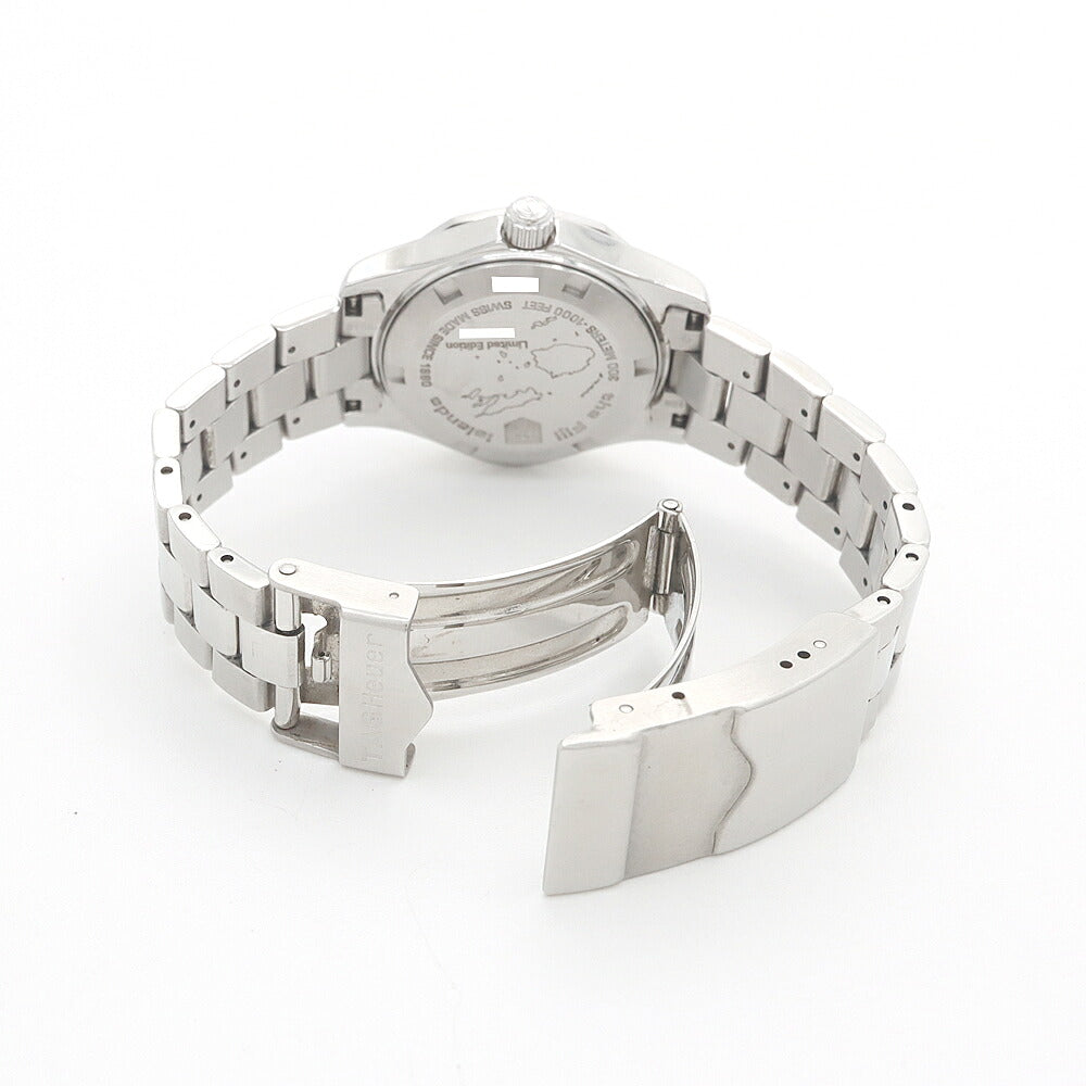 電池交換済 TAG Heuer タグホイヤー アクアレーサー フィジー 800本限定 WAF141F 300m防水 デイト 青 ブルーシェル SS ステンレス レディース クォーツ【6ヶ月保証】【腕時計】【中古】