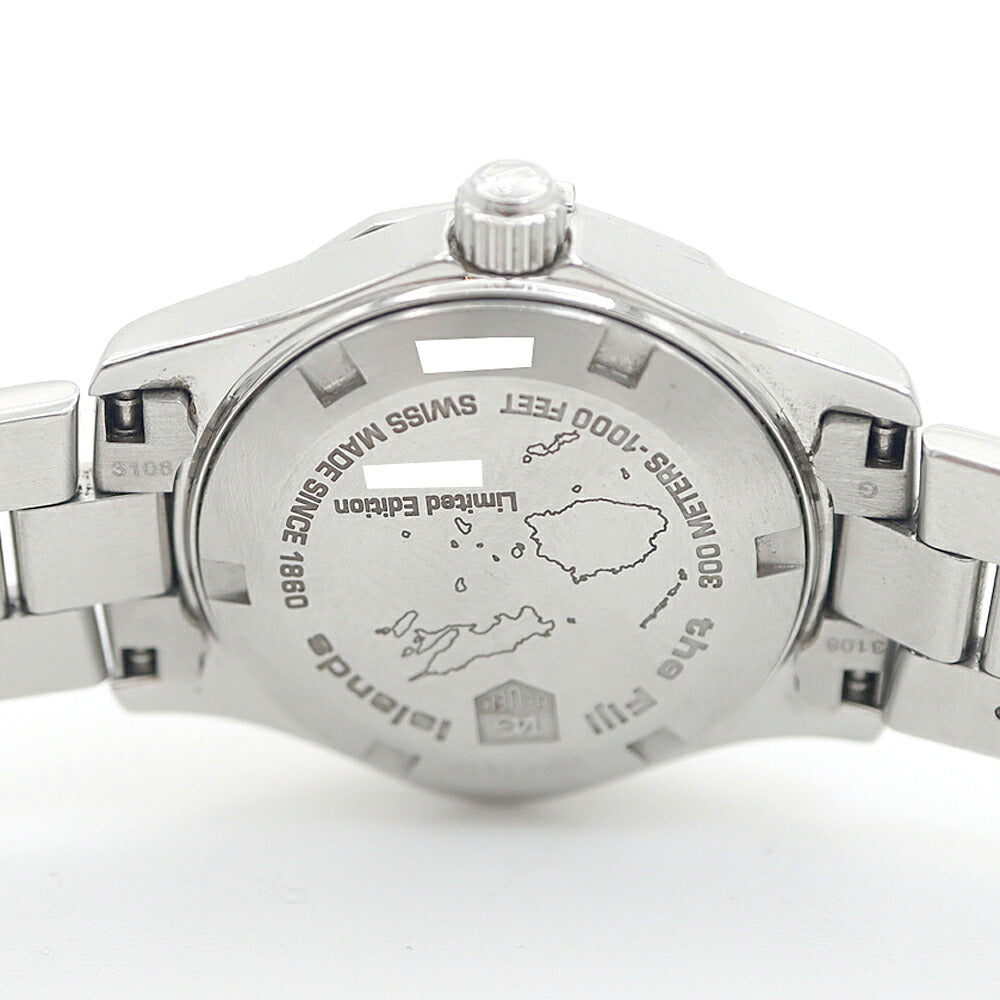 電池交換済 TAG Heuer タグホイヤー アクアレーサー フィジー 800本限定 WAF141F 300m防水 デイト 青 ブルーシェル SS ステンレス レディース クォーツ【6ヶ月保証】【腕時計】【中古】