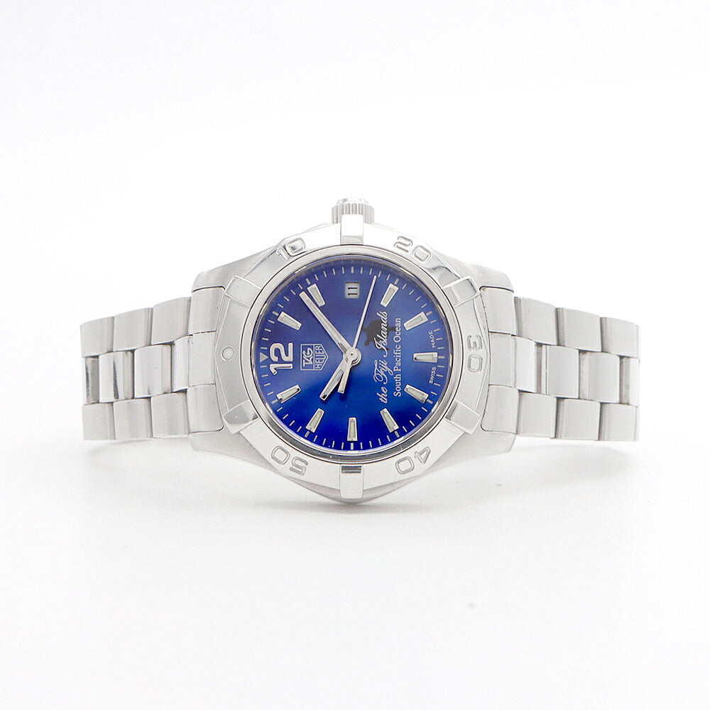 電池交換済 TAG Heuer タグホイヤー アクアレーサー フィジー 800本限定 WAF141F 300m防水 デイト 青 ブルーシェル SS ステンレス レディース クォーツ【6ヶ月保証】【腕時計】【中古】