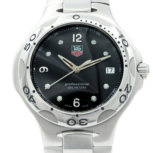 電池交換済 TAG Heuer タグホイヤー キリウム プロフェッショナル WL1012 デイト 200m防水 黒 ブラック SS ステンレス メンズ クォーツ【6ヶ月保証】【腕時計】【中古】