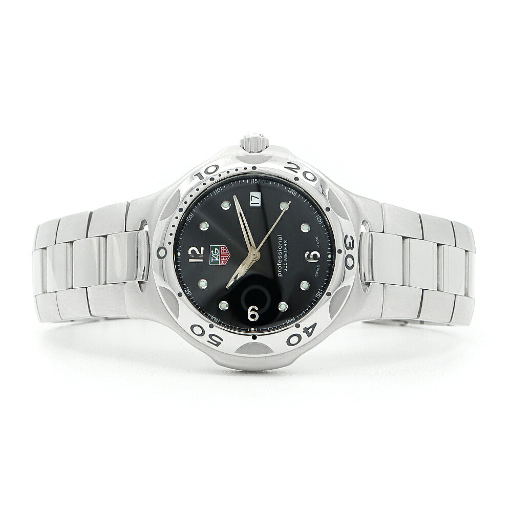 電池交換済 TAG Heuer タグホイヤー キリウム プロフェッショナル WL1012 デイト 200m防水 黒 ブラック SS ステンレス メンズ クォーツ【6ヶ月保証】【腕時計】【中古】