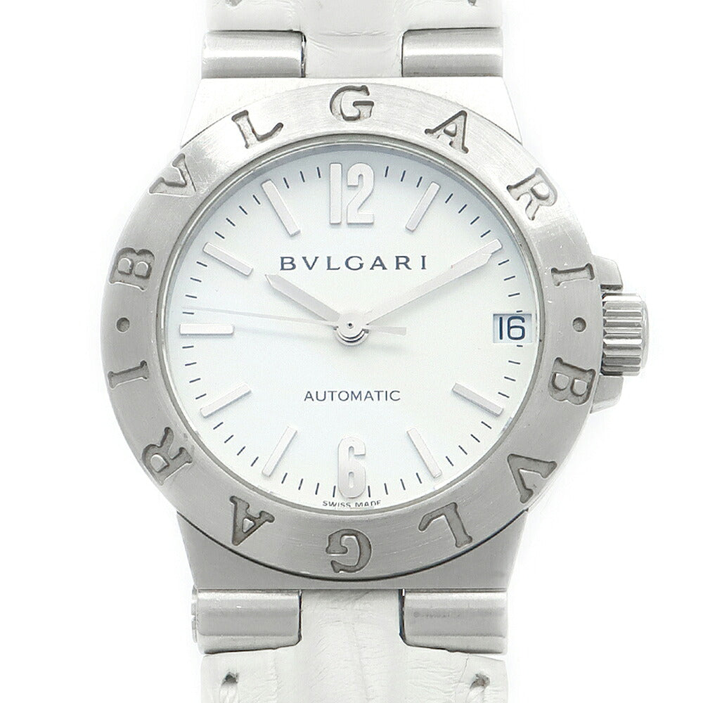 BVLGARI ブルガリ ディアゴノ スポーツ LCV29S デイト 白 ホワイト SS ステンレス 純正ベルト 純正尾錠 レディース 自動巻き【6ヶ月保証】【腕時計】【中古】