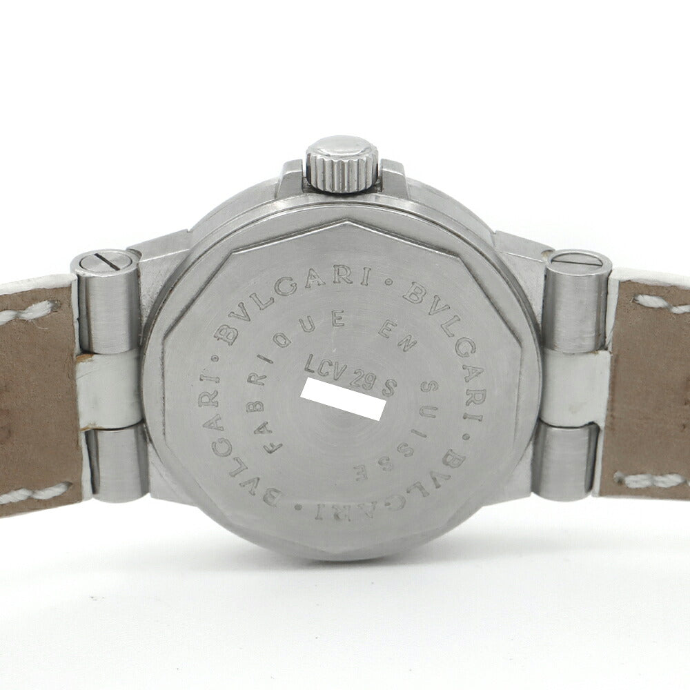 BVLGARI ブルガリ ディアゴノ スポーツ LCV29S デイト 白 ホワイト SS ステンレス 純正ベルト 純正尾錠 レディース 自動巻き【6ヶ月保証】【腕時計】【中古】