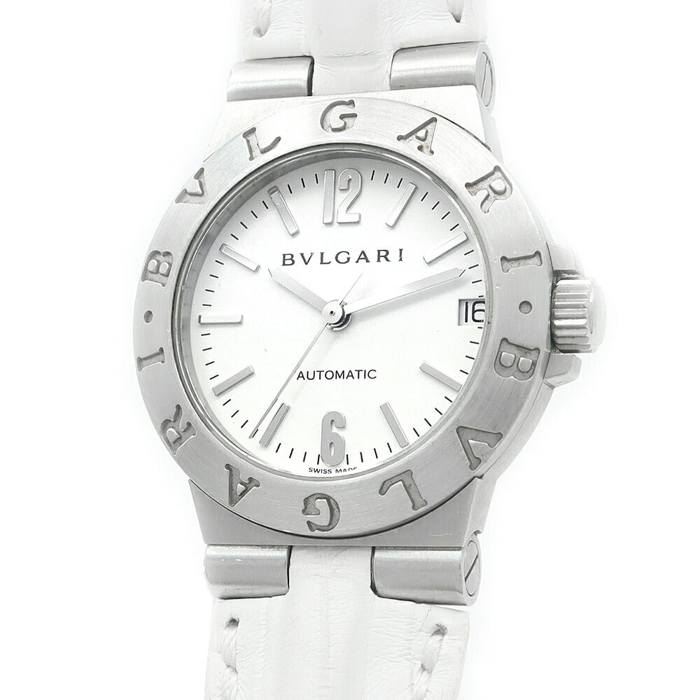 BVLGARI ブルガリ ディアゴノ スポーツ LCV29S デイト 白 ホワイト SS ステンレス 純正ベルト 純正尾錠 レディース 自動巻き【6ヶ月保証】【腕時計】【中古】