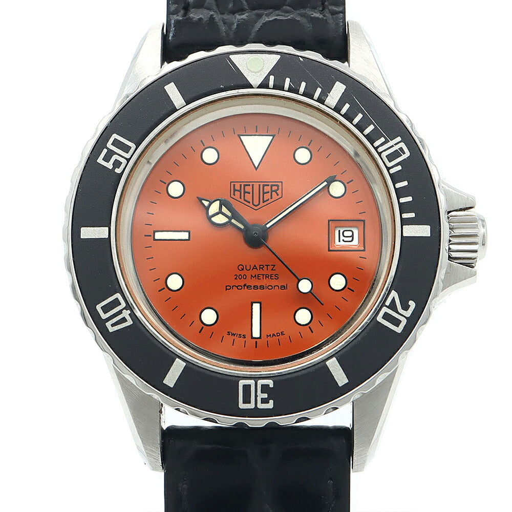 電池交換済 TAG Heuer タグホイヤー プロフェッショナル 1000シリーズ 980.016 デイト 200m防水 オレンジ SS ステンレス 純正尾錠 メンズ レディース ボーイズ クォーツ【6ヶ月保証】【腕時計】【中古】