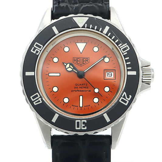 電池交換済 TAG Heuer タグホイヤー プロフェッショナル 1000シリーズ 980.016 デイト 200m防水 オレンジ SS ステンレス 純正尾錠 メンズ レディース ボーイズ クォーツ【6ヶ月保証】【腕時計】【中古】