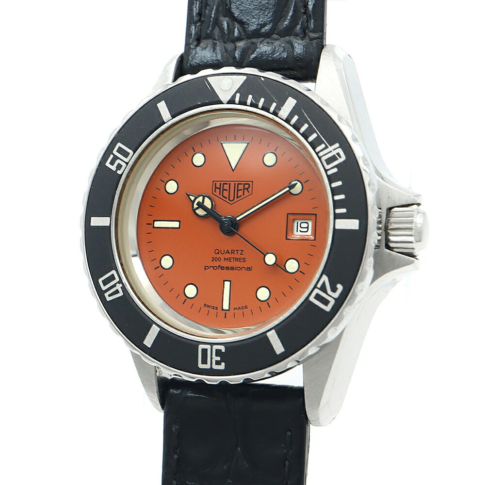 電池交換済 TAG Heuer タグホイヤー プロフェッショナル 1000シリーズ 980.016 デイト 200m防水 オレンジ SS ステンレス 純正尾錠 メンズ レディース ボーイズ クォーツ【6ヶ月保証】【腕時計】【中古】