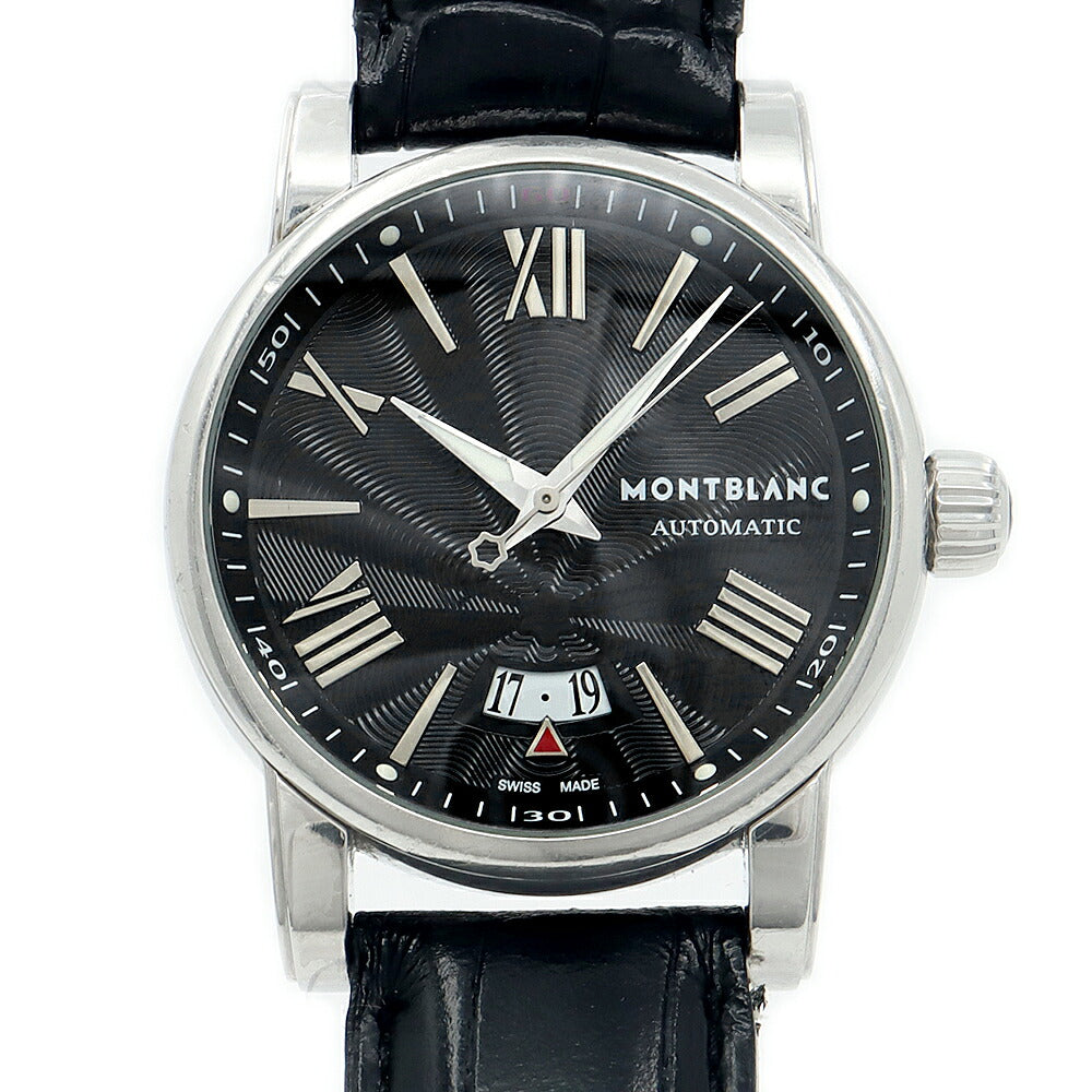 MONTBLANC モンブラン スター デイト 7102 裏スケ 30m防水 黒 ブラック SS ステンレス 純正尾錠 メンズ 自動巻き【6ヶ月保証】【腕時計】【中古】