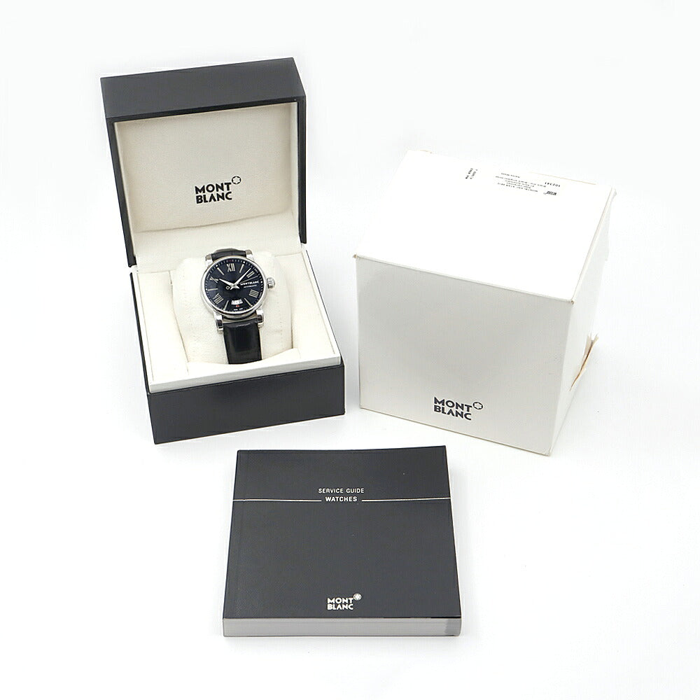 MONTBLANC モンブラン スター デイト 7102 裏スケ 30m防水 黒 ブラック SS ステンレス 純正尾錠 メンズ 自動巻き【6ヶ月保証】【腕時計】【中古】