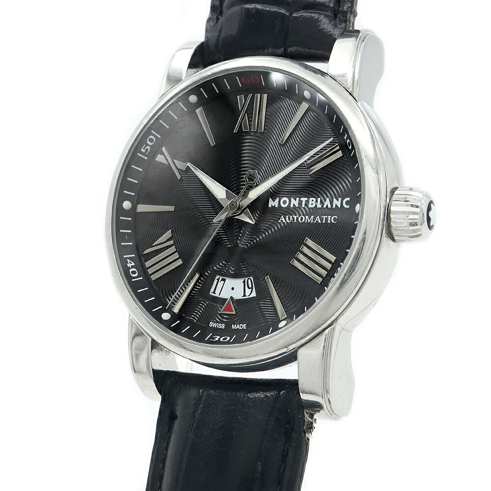 MONTBLANC モンブラン スター デイト 7102 裏スケ 30m防水 黒 ブラック SS ステンレス 純正尾錠 メンズ 自動巻き【6ヶ月保証】【腕時計】【中古】